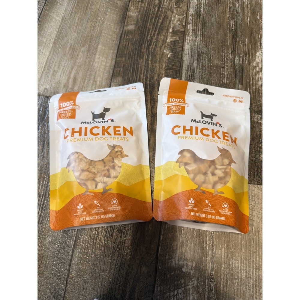 McLovins Pet Food Dog Treats Chicken Freeze Dried 3 Oz Bags (2) Exp 9/27/26